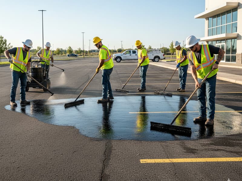 Professional asphalt sealcoating and pavement striping services by Sevan Sealcoating